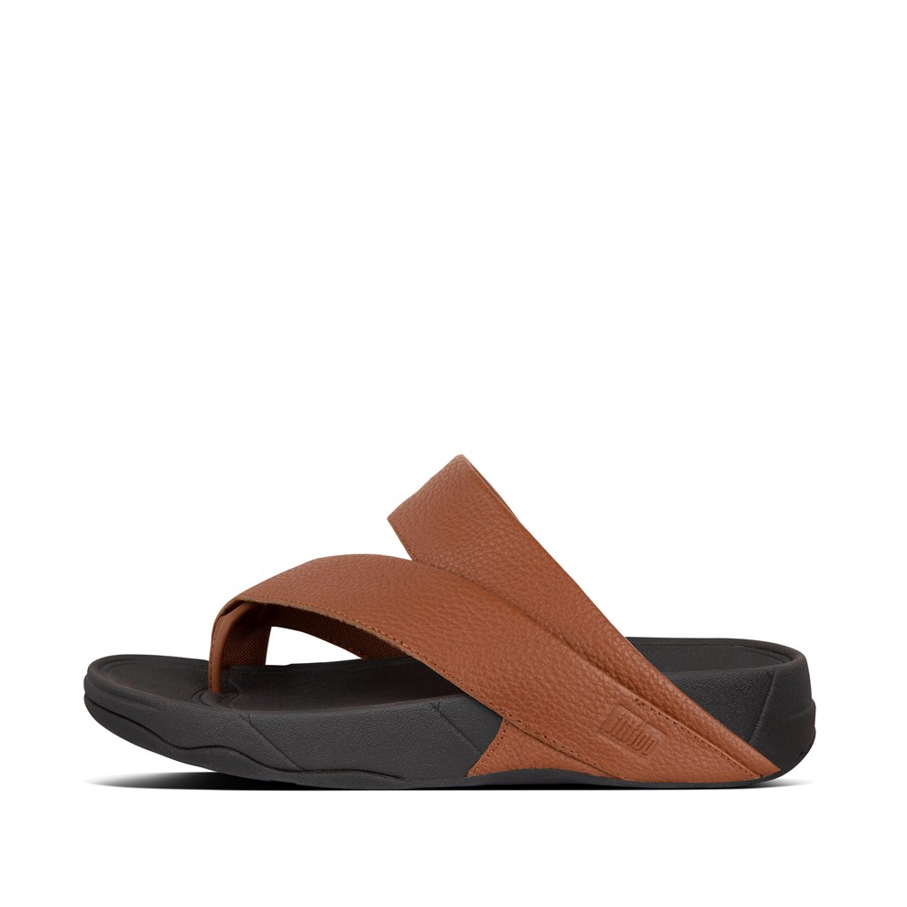 Fitflop Mens Sandals - Sling Leather Toe-post - Brown/Black - 918-CILKFW